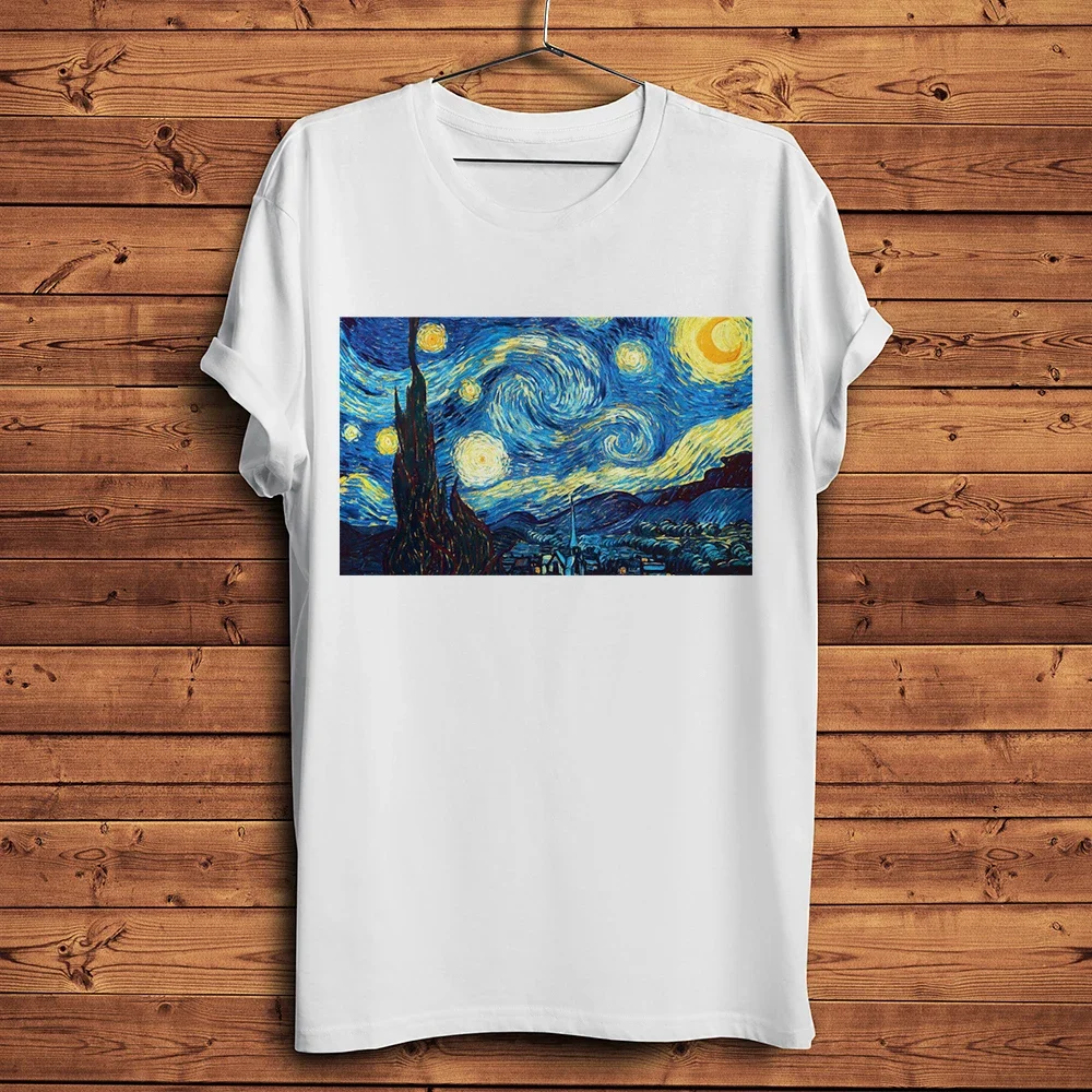 unisex casual tee no-sticker Vincent van Gogh The Starry Night Rhone Sunflowers almond tree Wheat Field Irises artistic t shirt