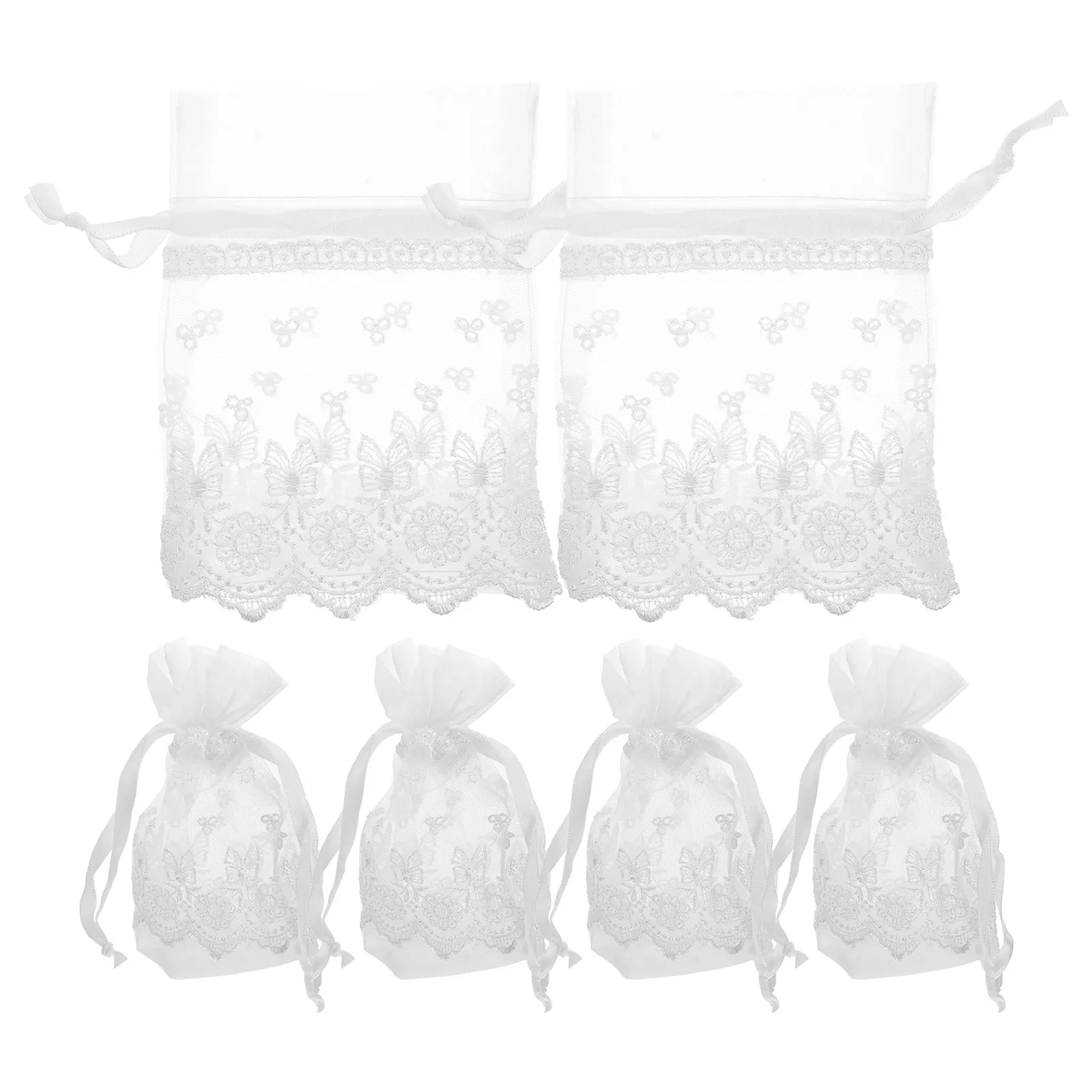 

6 Pcs Drawstring Bag Gift Bags for Presents Designed Sachet Small Item White Polyester Candy