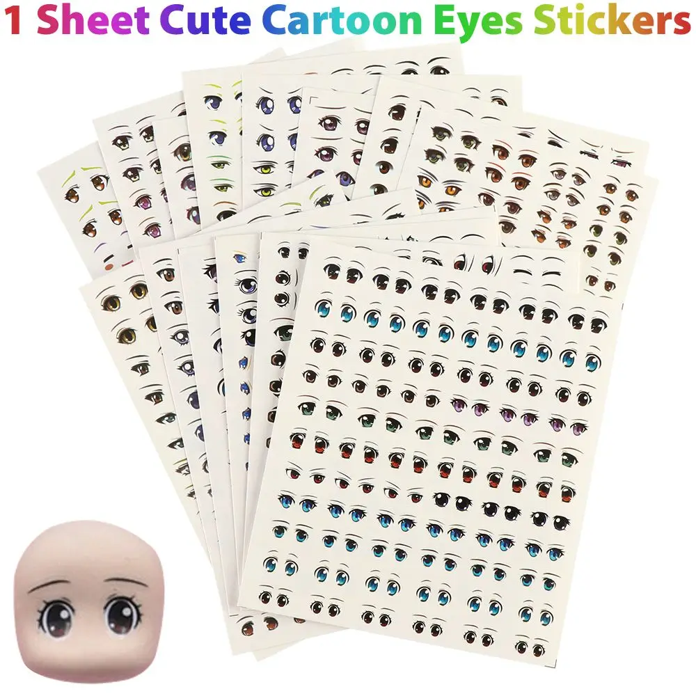 1 Sheet Newest Anime Figurine Doll Educational Toys Face Organ Paster Clay Decals Cute Sticker Cartoon Eyes Stickers