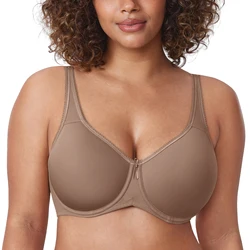 Sutiã minimizador sem costura para mulheres, cobertura total, underwire, leve acolchoado, sutiãs lisos básicos para camisetas, alças largas, plus size, D, DD, E, F