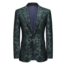 High Quality Men's S-5XL Fashion Handsome Business Spring Jacquard Casual Suit Single West Coat