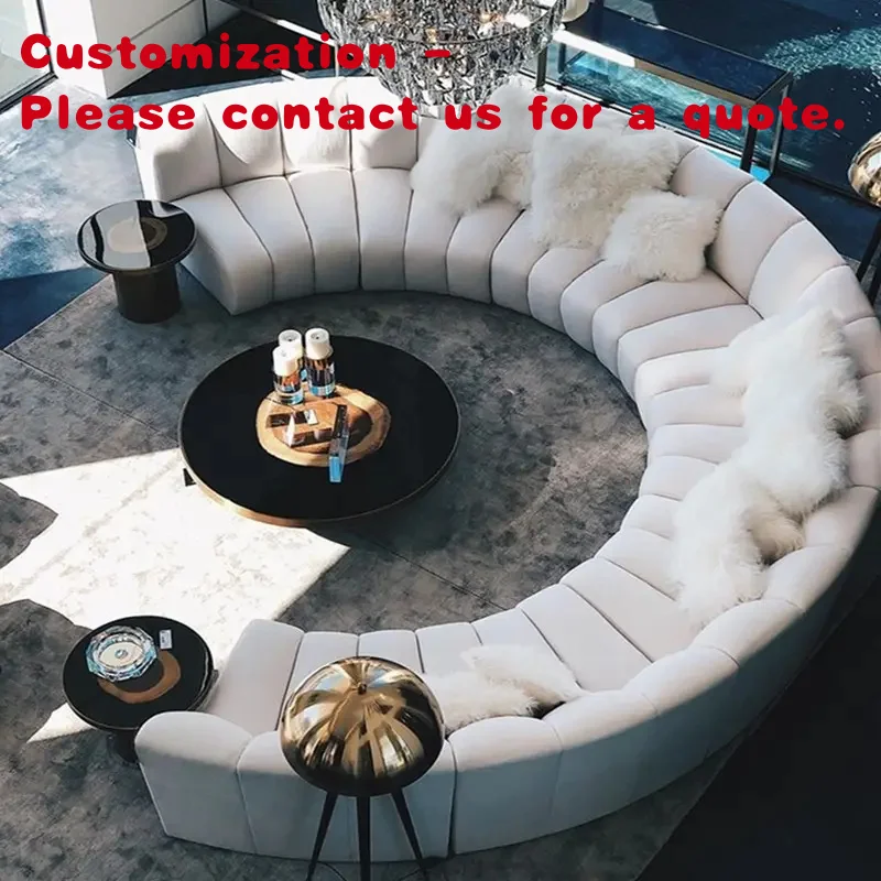 custom.ATUNUS Elegant Living Room Furniture Soft Sofa Curved Channel Sectional Sofa Boucle Fabric Couch Set
