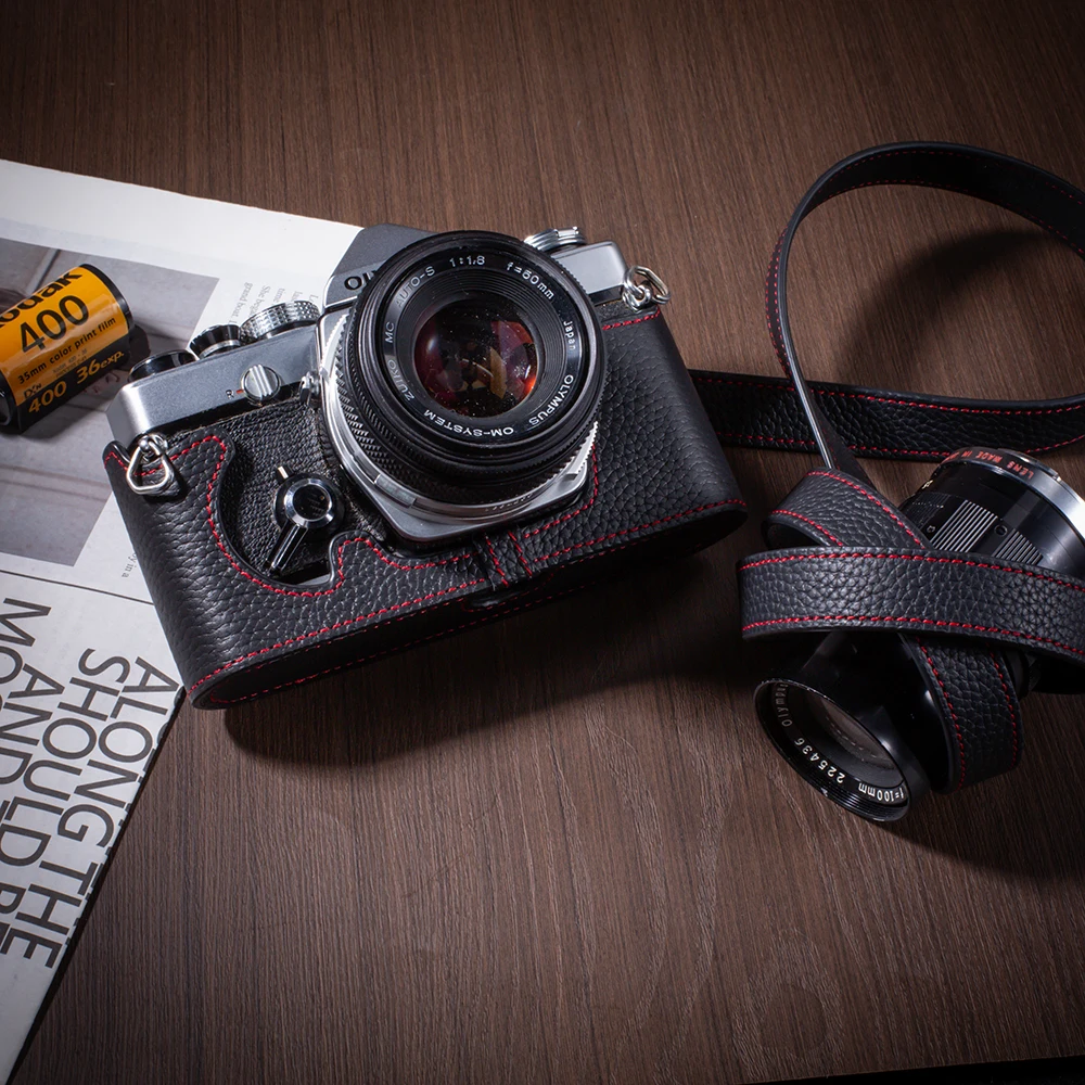 Pokrowiec na aparat Olympus OM-1/1N 2/2N 4/4Ti OM3 Skórzany pokrowiec ochronny na aparat Ręcznie wykonany pokrowiec z prawdziwej skóry