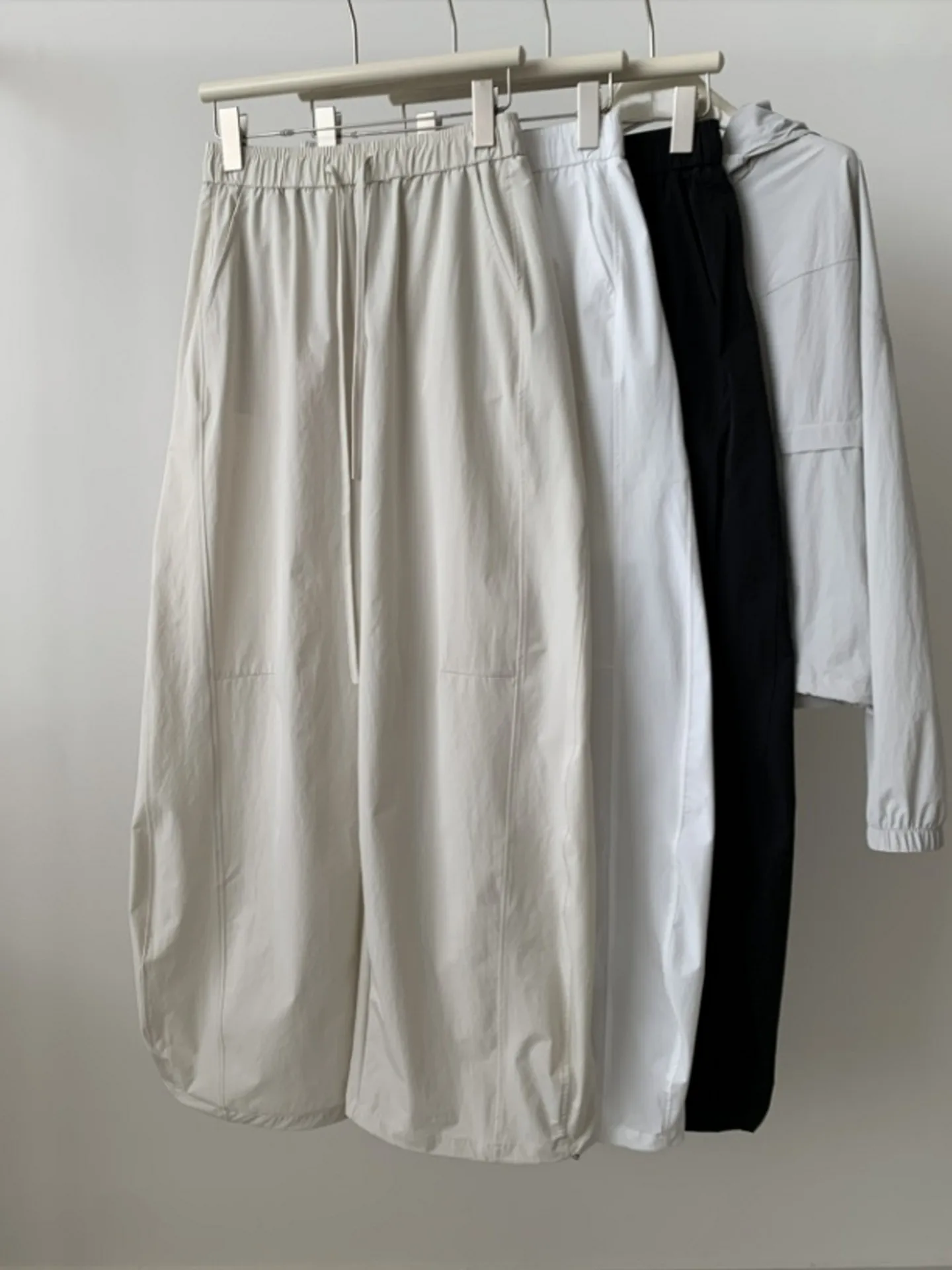 Quick Dry Wide Leg Work Pants Women Summer Thin Ice Silk Loose Sun Protection Cuffed Straight Leg Casual Sports Trousers