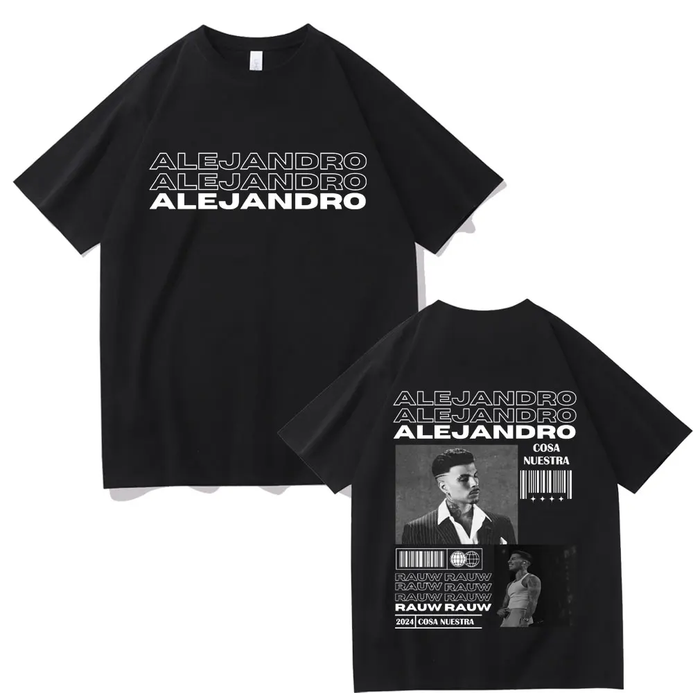 Rauw Alejandro Cosa Nuestra Double Sided Print T-shirts Men Women Fashion Hip Hop Rap T Shirts Men's Vintage Oversized Tshirt