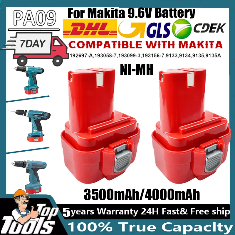 

PA09 NI-MH Battery 9.6V 3500mAH/4000mAH For Makita PA09 Power Tool Battery PA09 9120 9122 9134 9135 9135A Screwdriver Battery