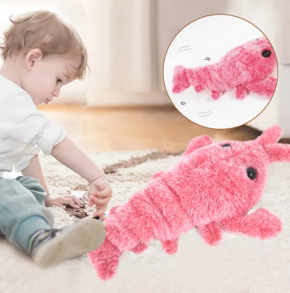 

Pet Toys Electric Jumping Shrimp USB Charging Simulation Lobster Funny Cat Plush Pets Toy