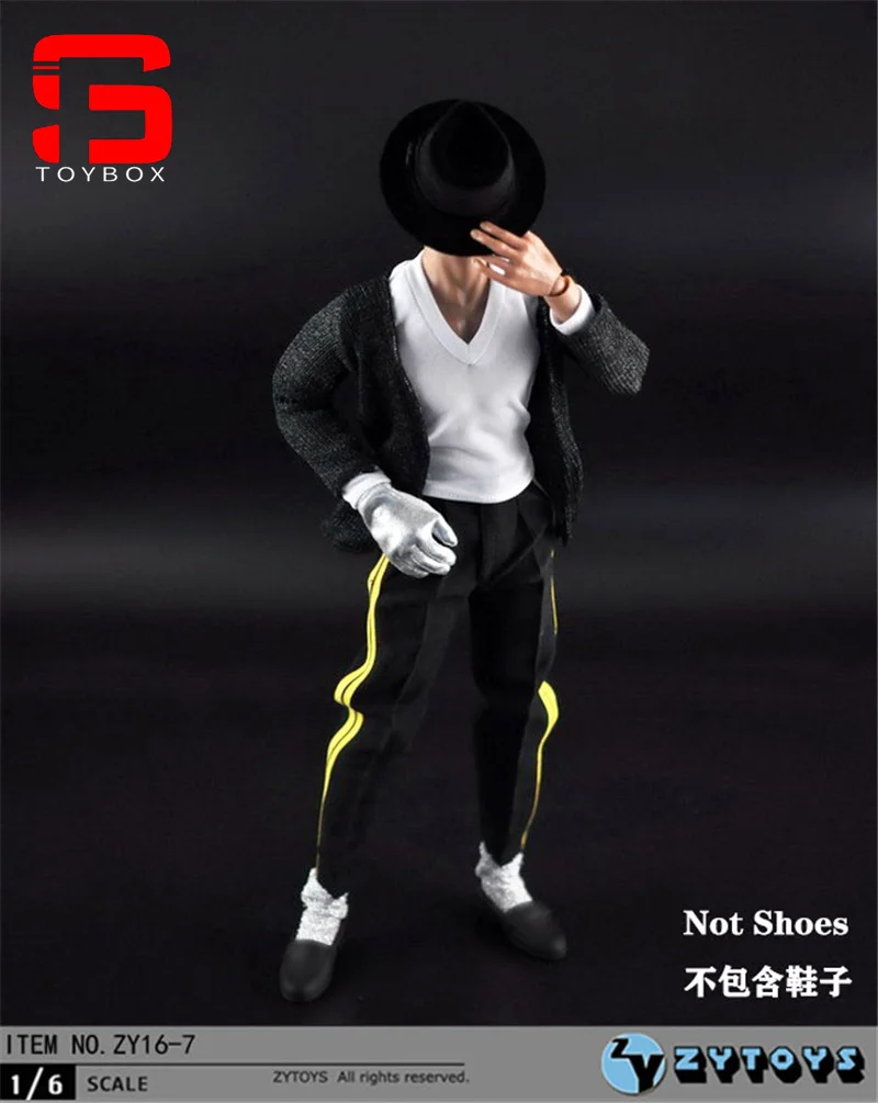 ZYTOYS ZY16-7 1/6 Male Soldier Michael Jackson MJ Black Hip-Hop Suit Model Accessories Fit 12\'\' Action Figure Body In Stock