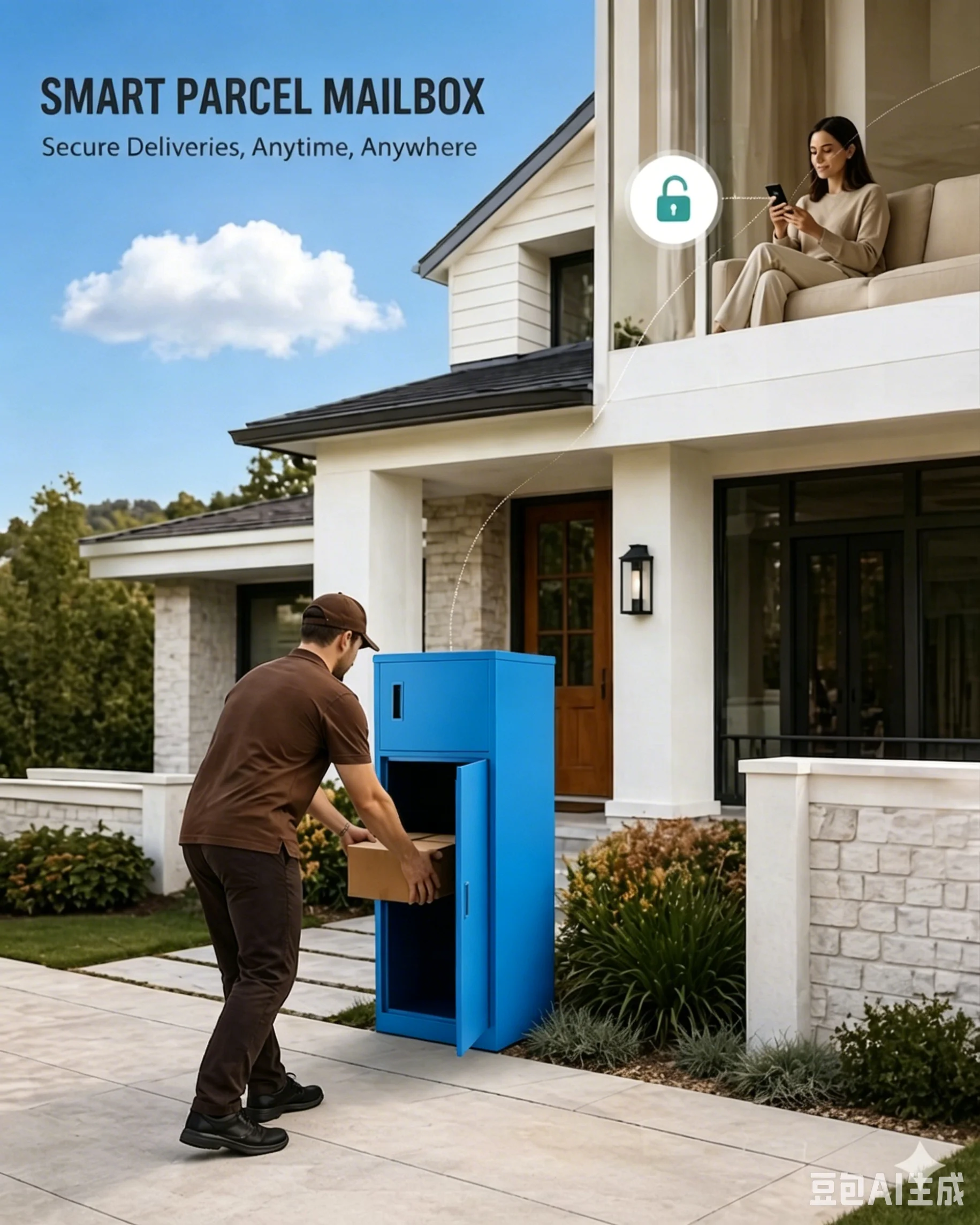 Wireless Outdoor Parcel Locker With App Control, Smart Dual-Compartment Mailbox, Secure Delivery Box For Home & Office