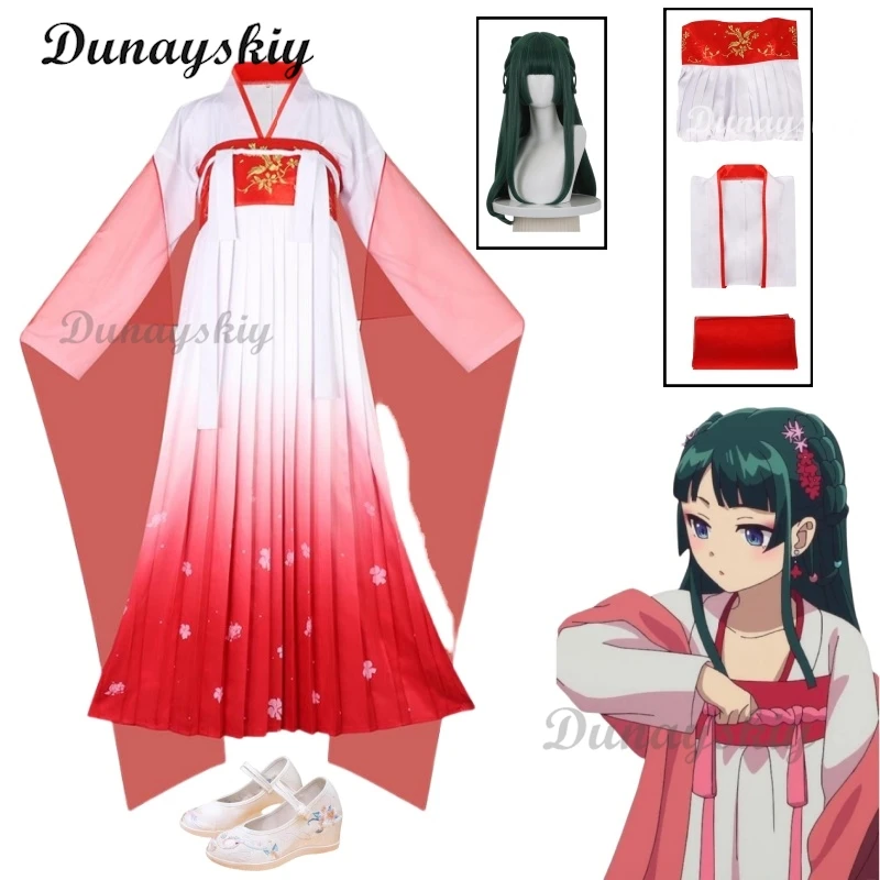 Аниме The Apothecary Diaries Maomao Косплей Костюм Красное платье Kusuriya No Hitorigoto Season 2, вечеринка на Хэллоуин для женщин и девочек