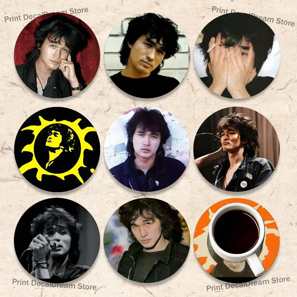 

Band K-Kino Viktor Tsoi Round Coaster Non-slip table mat Insulated Coasters Kitchen Dining Room Tabletop Decor