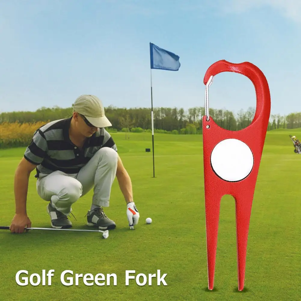 Pitchfork Putting Green Fork Training Golf Divot Pitch Repair Tool (Red)