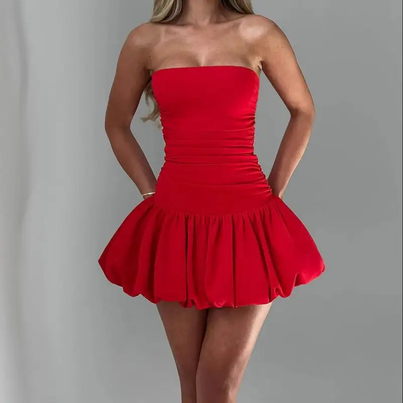 2025 nouveau style enveloppant, patchwork, dos nu fleur bourgeon robe, robe bouffante de lanterne, robe d'été pur et charmant mini