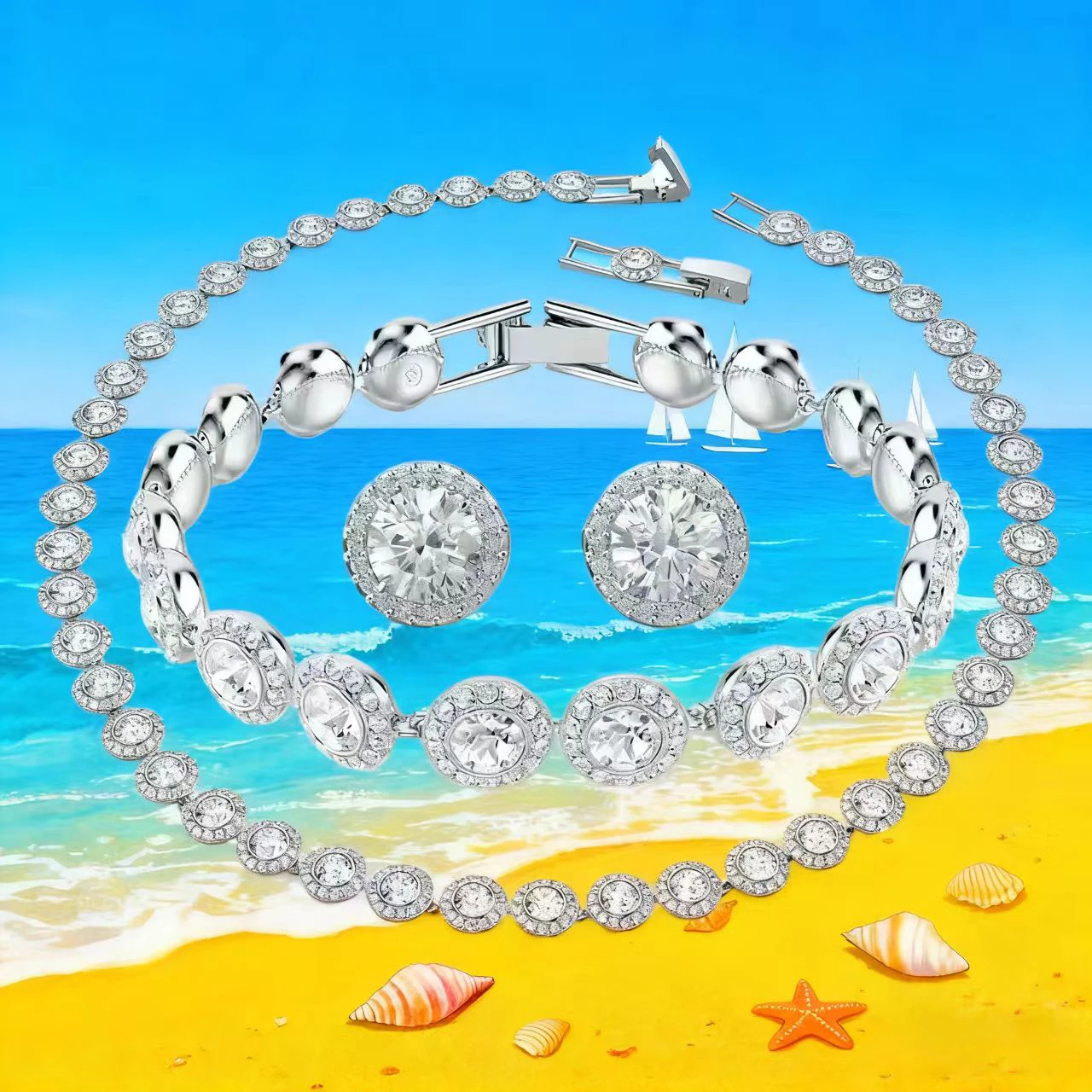 

Gemstone jewelry sets, necklace and bracelet sets, high-end design, suitable for gifts