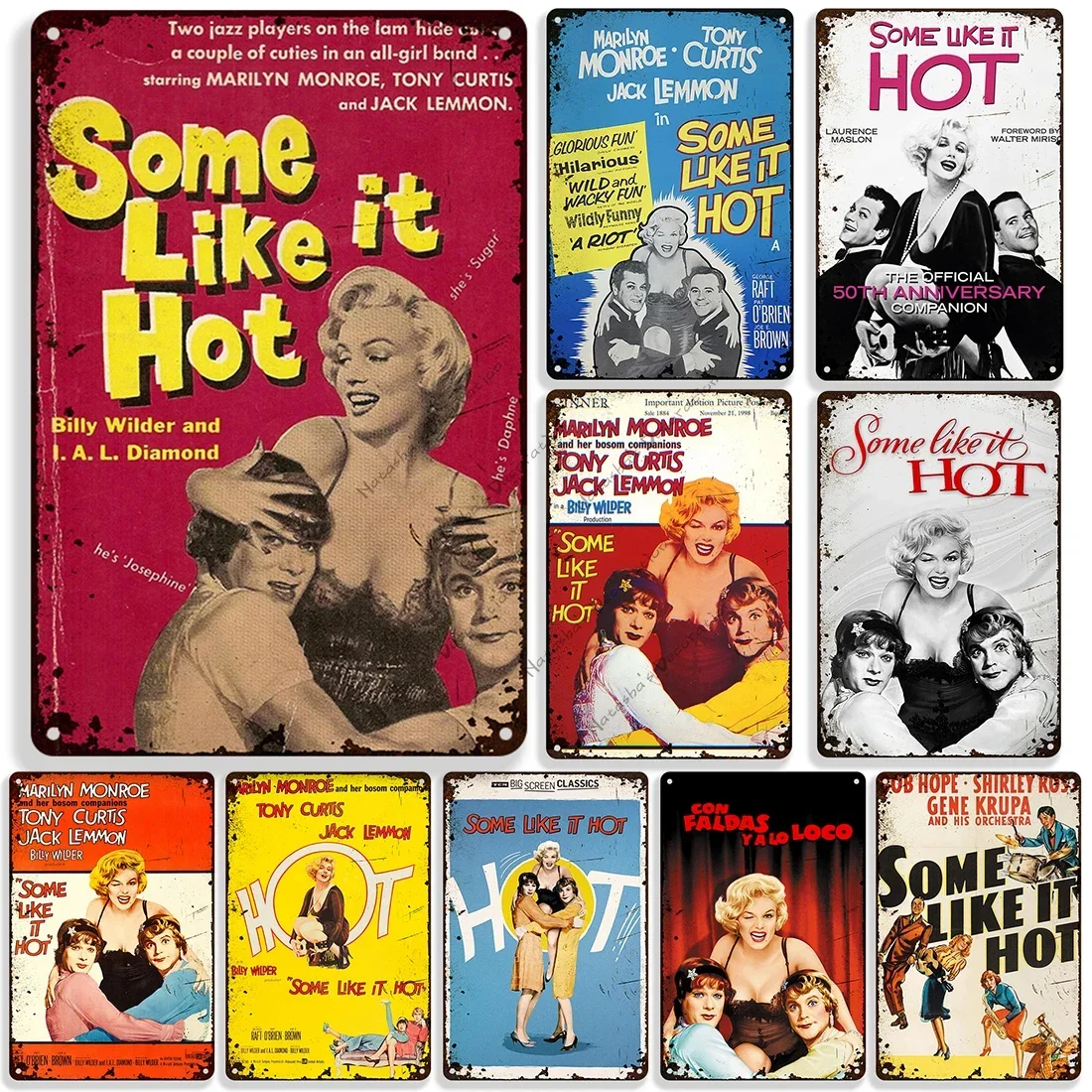 1959 American Movie Some Like It Hot Wall Bar Club Metal Tin Sign Vintage Metal Poster Industrial Decor Metal Signs  Plaque