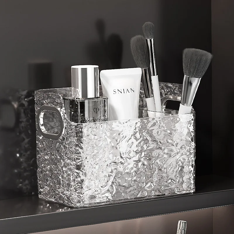 Light Luxury Water Corrugated Trapezoidal Open Desktop Storage Box Cosmetics Storage Box Multi-grid Makeup Organizer Box