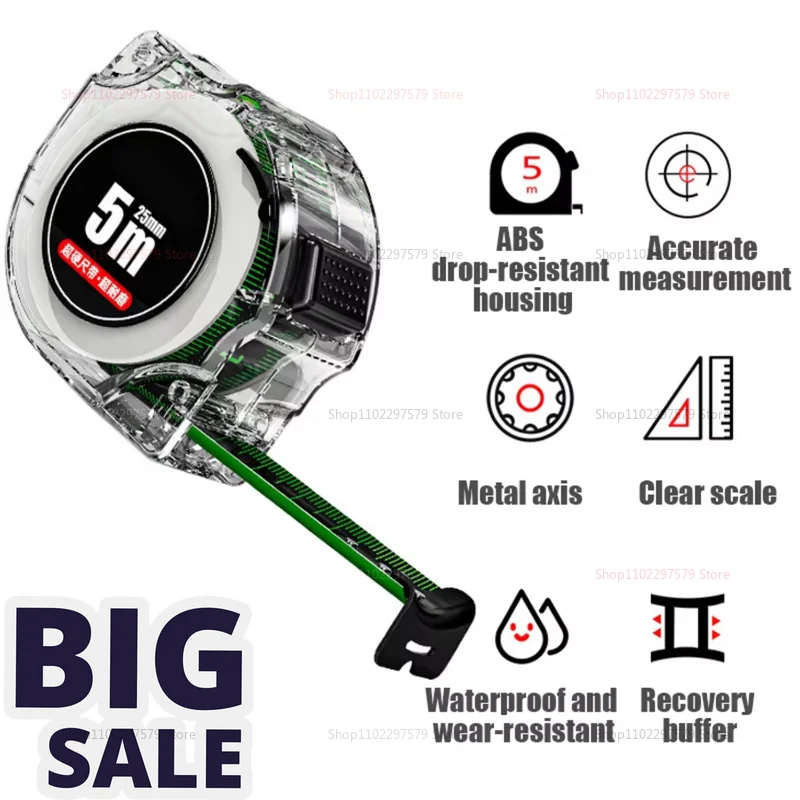 5 7 10 متر شريط قياس الترميز النافثة للحبر بالليزر مع مسطرة واسعة فلورسنت ذاتية القفل أدوات قياس عالية الدقة للبناء