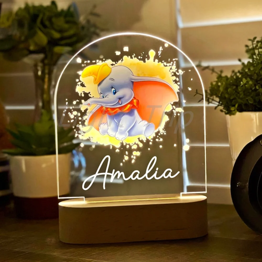 Personalizzato bambini luce notturna animale nome personalizzato lampada acrilica per bambini camera da letto decorazione della casa neonato regalo di compleanno