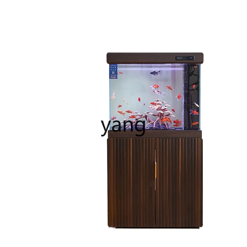 

LMM new Chinese fish tank with cabinet bottom filter integrated floor-to-ceiling water-free landscaping fish tank bottom cabinet