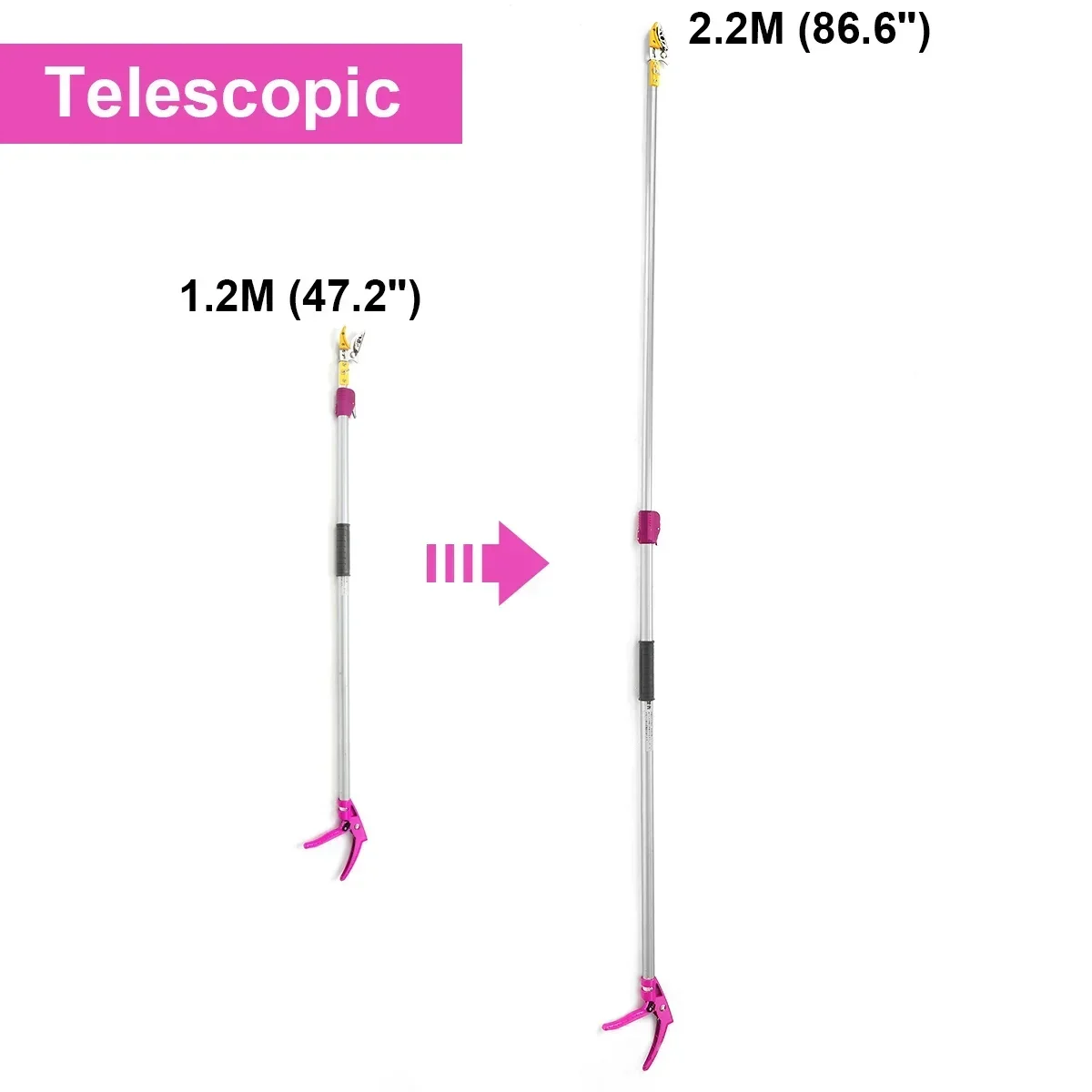 2.2m Max Cutting 1/2 inch Extra Long Reach Pruner Cut and Hold Bypass Pruner Fruit Picker and Tree Cutter For Garden