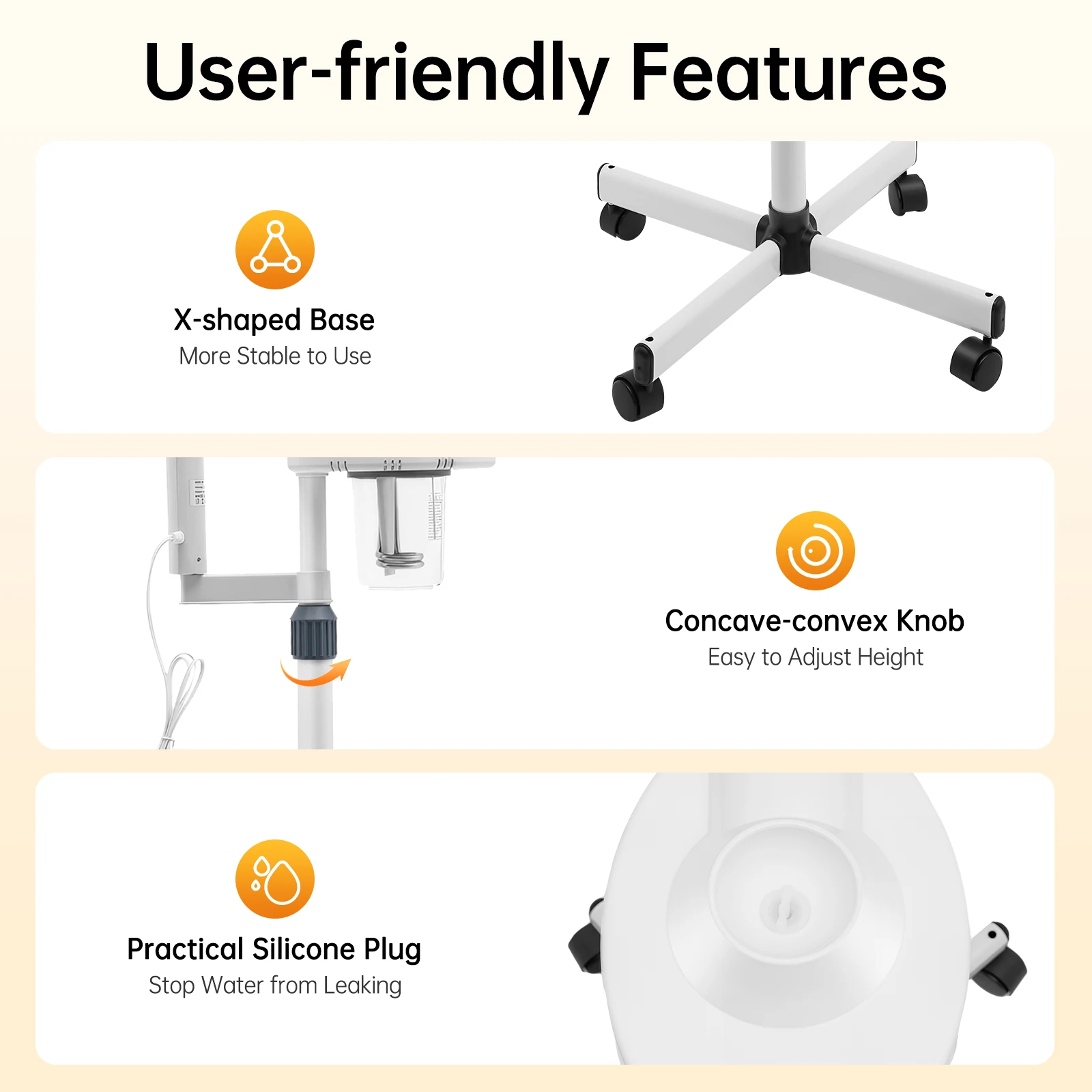 White Professional Facial Steamer,800W 110V 2-in-1 Facial Steamer Beauty Tool, Single Tube Facial Steamer for Skin Care