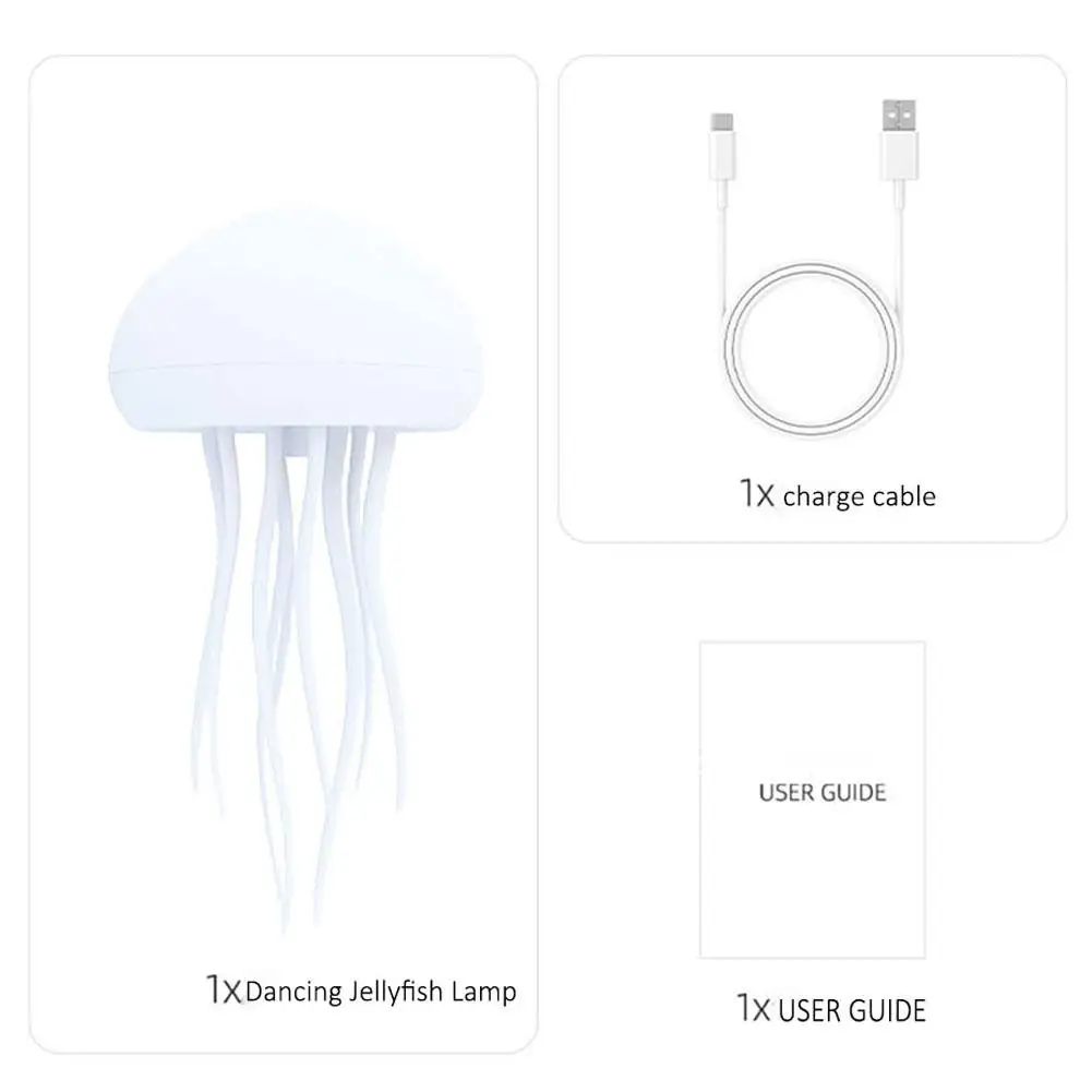 Creative Jellyfish Light Voice Control Type-C Charging Cute Jellyfish Bedside Lamp Flexible Tentacles For Holiday Children Gifts