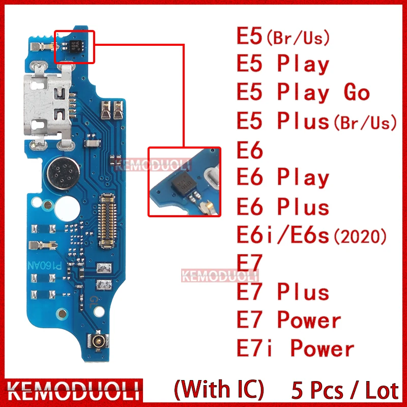 

5 Pcs/Lot Usb Dock Charger Connector for Motorola Moto E5 E6 E6i E6S E7 E7i Play Go Plus Power Charging Board Module Flex Ports