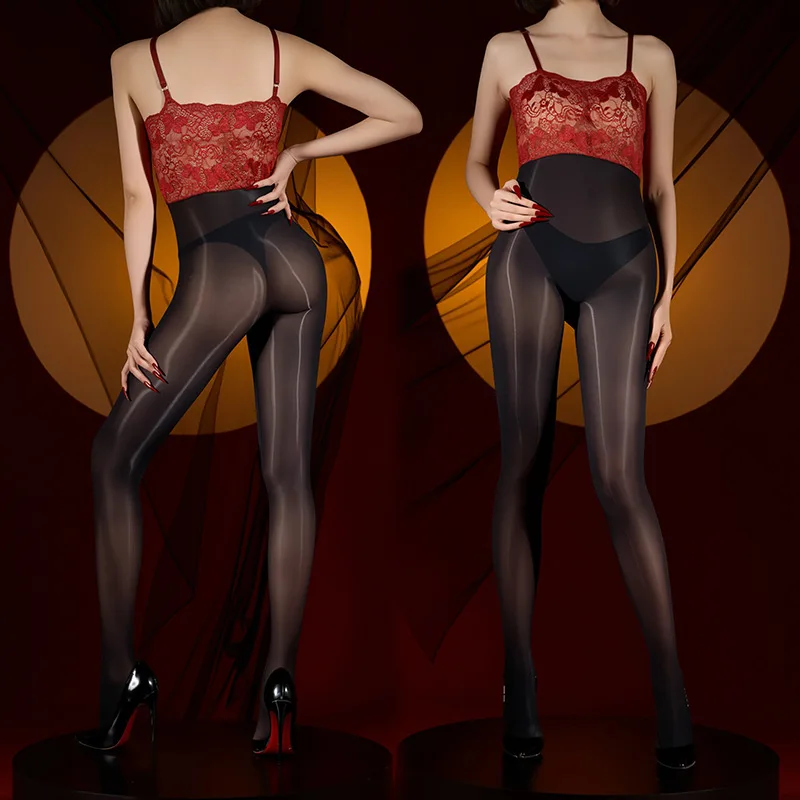 

Women Sexy Pantyhose Oil Shiny Stockings Body Jumpsuit Transparent See-Through Underwear Breathable High Elastic Pantyhoses