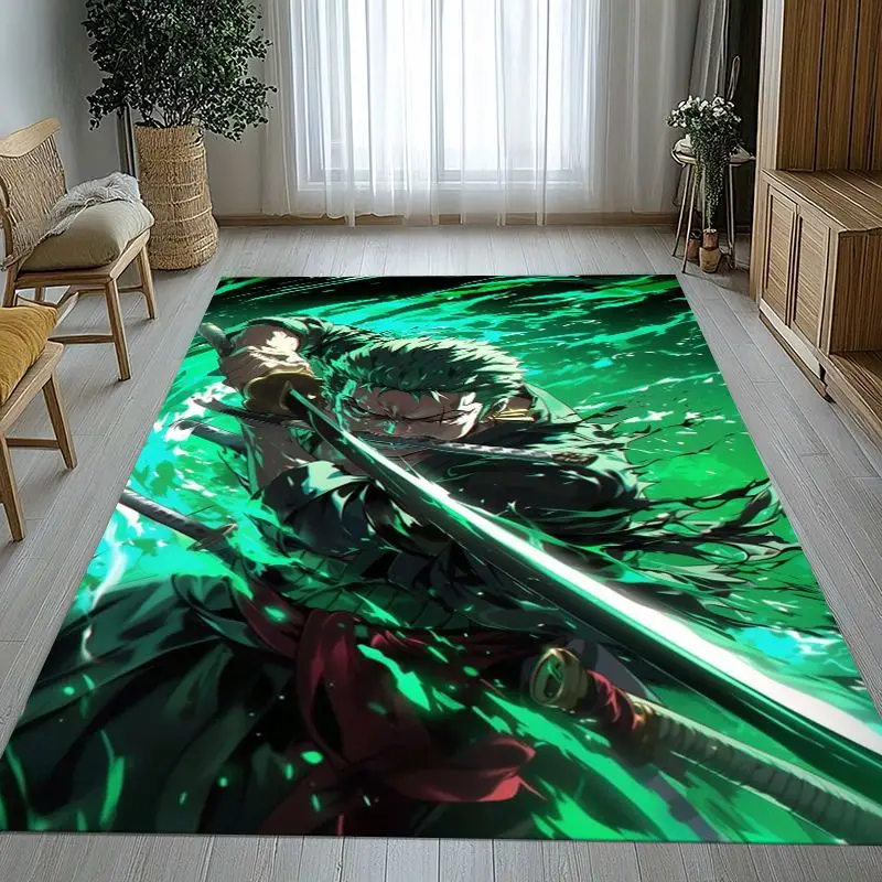 Anime Zoro One P-Piece Straw Hat Pirates Soft Non-Slip Area Rug for Living Room,Bedroom Playroom Carpet Mat for Sofa,Home Decor
