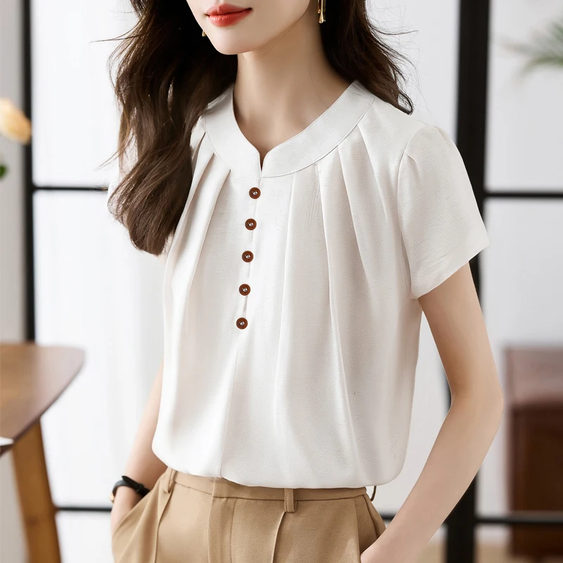 

New Summer women blouses cotton linen shirts Fashion office ladies shirts Tops blusa mujer