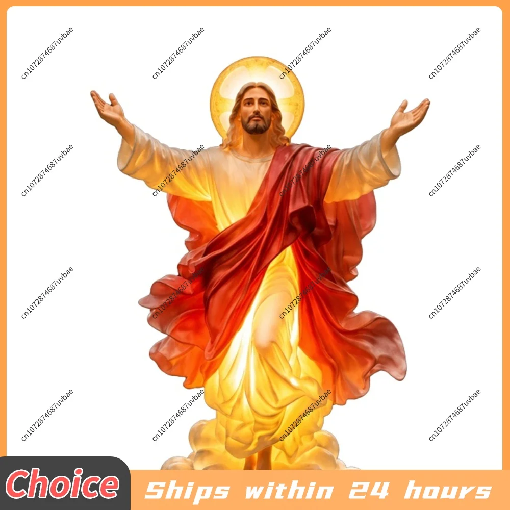 Solar-Powered Lighted Jesus Figurine with Glowing Night Lamp & Versatile Secure Design for Garden Patio Lawn Decoration view 5