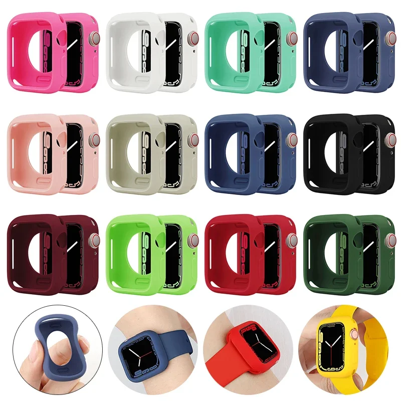 Candy SoftซิลิโคนสําหรับApple Watch 9 8 7 6 Se 5 45 มม.42 มม.38 ป้องกันIwatch Serie 44 มม.40 มม.41 มม.กันชนสําหรับสตรี