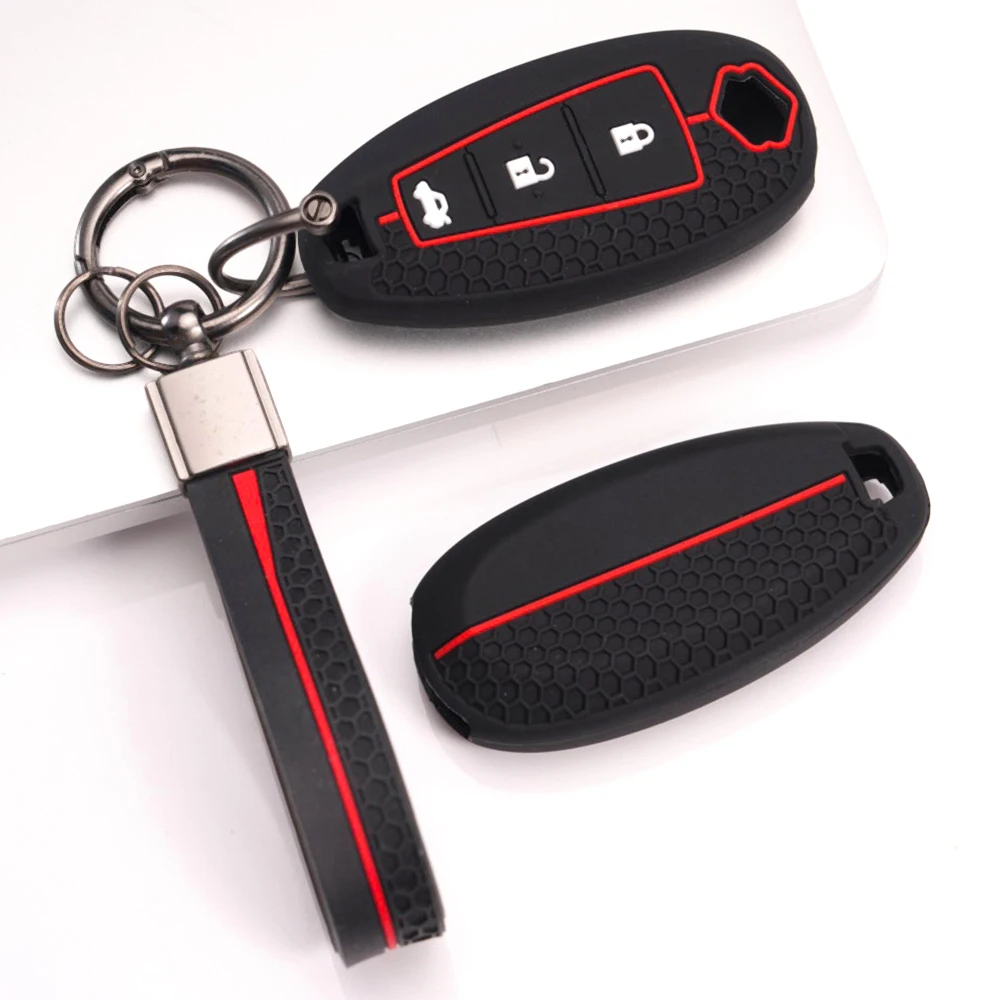 Silicone Key Cover With Chain For Suzuki Swift Vitara SX4 Baleno Ciaz Ertiga Ignis Kizashi S-cross Alivio Reliable Secure Grip