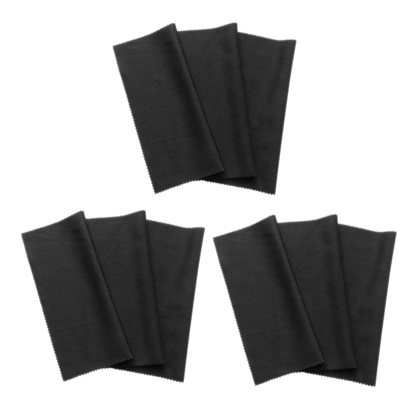 9X Microfiber Cleaning Cloth 20X19cm, Black Cleaning Cloths, Touchscreen, Smartphone Display, Glasses, Laptop, Lens