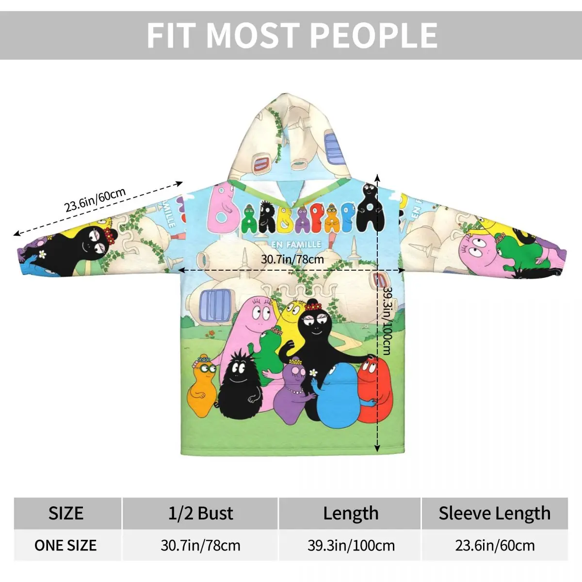 Kawaii Barbapapa الكرتون بطانية هوديي يمكن ارتداؤها بطانية كبيرة مع جيب كيس النوم الدافئة لينة مريحة نيسيي