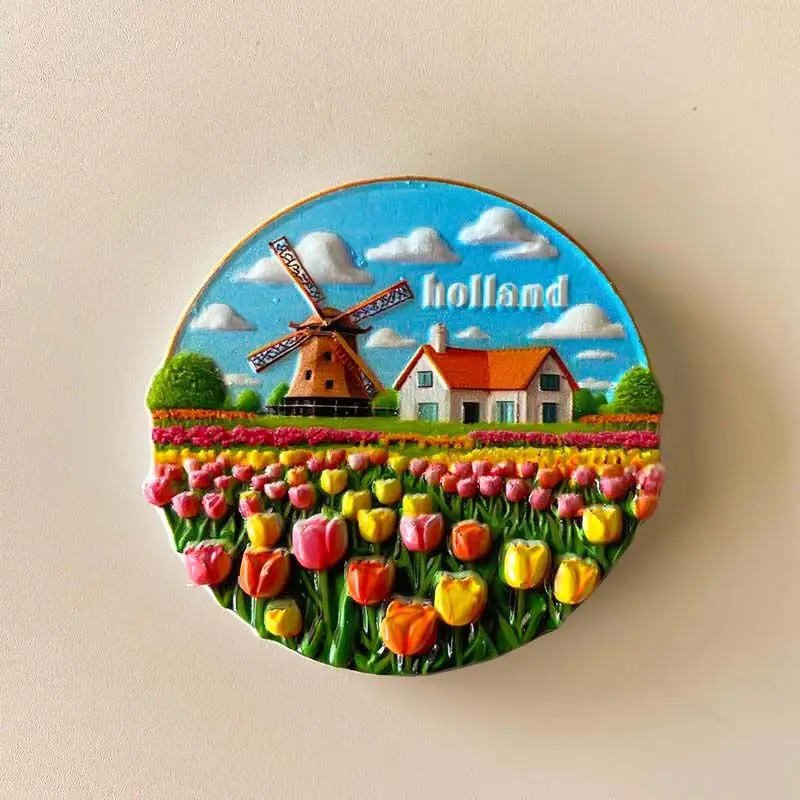 

Dutch Tourist Souvenirs Refrigerator Magnets Creative Windmill Tulip Flower Sea Three-dimensional Decorations High-value Souveni