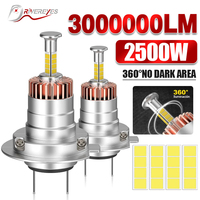 H7 LED Car Headlight Bulb Canbus H7 2500W 3000000LM Light for Car 360 Turbo LED Mini HeadLamp Size Wireless with Fan 6000K 12V