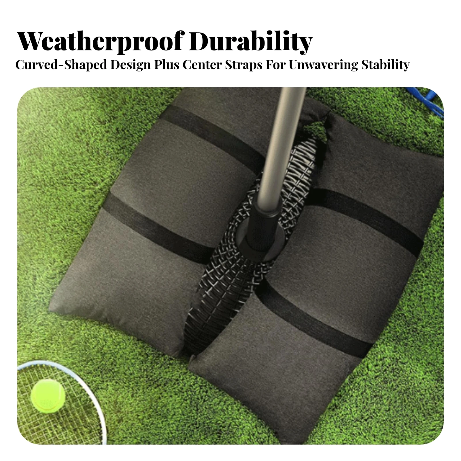 2 Pieces Arch-Shaped Fillable Sandbag Heavy-Duty Canvas Sandbag with Carrying Straps Patio Umbrella Weight Bag Easy to Fill