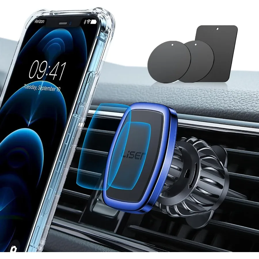 

Magnetic Phone Holder for Car with 6 Strong Magnets for Easy Installation and Case Friendly Design Ideal for iPhone and O