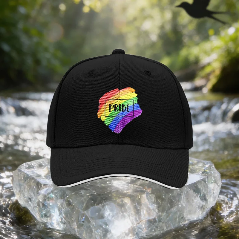 Rainbow PRIDE Letter Sandwich Baseball Cap Unisex Easy Lightweight Adjustable Outdoor Sun Hat Ideal Gift for Travel Party Birthd
