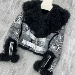 2024 New Irregular Wool-fur Patchwork Coat Rabbit Fur Coat Women's Chamois Leather Jacket Winter Outwear Short Fashion