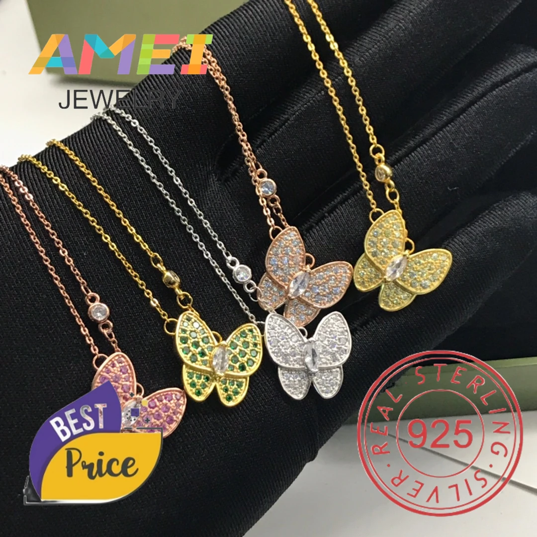 

2024 New European and American S925 Silver Butterfly Diamond Necklace Couple Gift Simple Fashion Versatile Party Gift