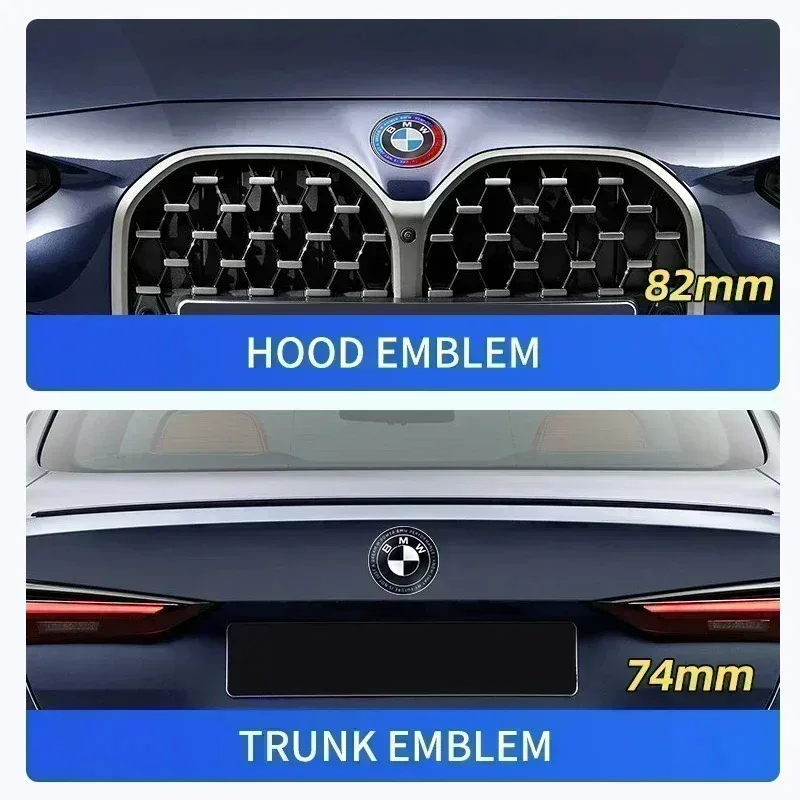 

1 piece of 74mm/82mm car front hood logo BMW E87 E30 E46 E28 E34 E39 E60 F02 F18 F35 G20 G03 G05 F10 E93 F20 trunk tail badge