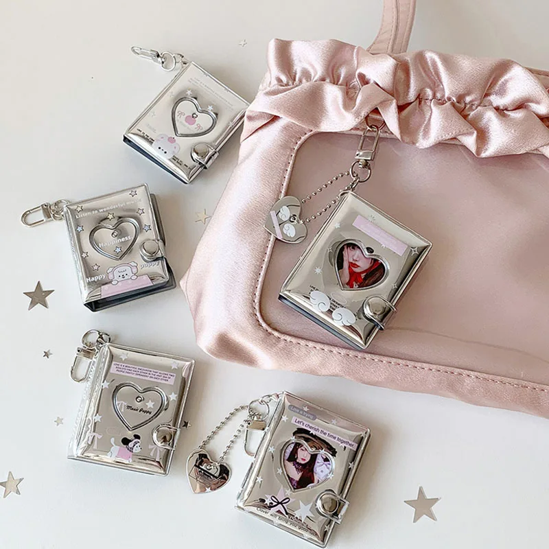 INS Fashion Sparkling 2-inch Photo Album Mini Cute Girl Idol Photo Storage Pendant Stars Card Book Keychain Photo Frame Student image 6