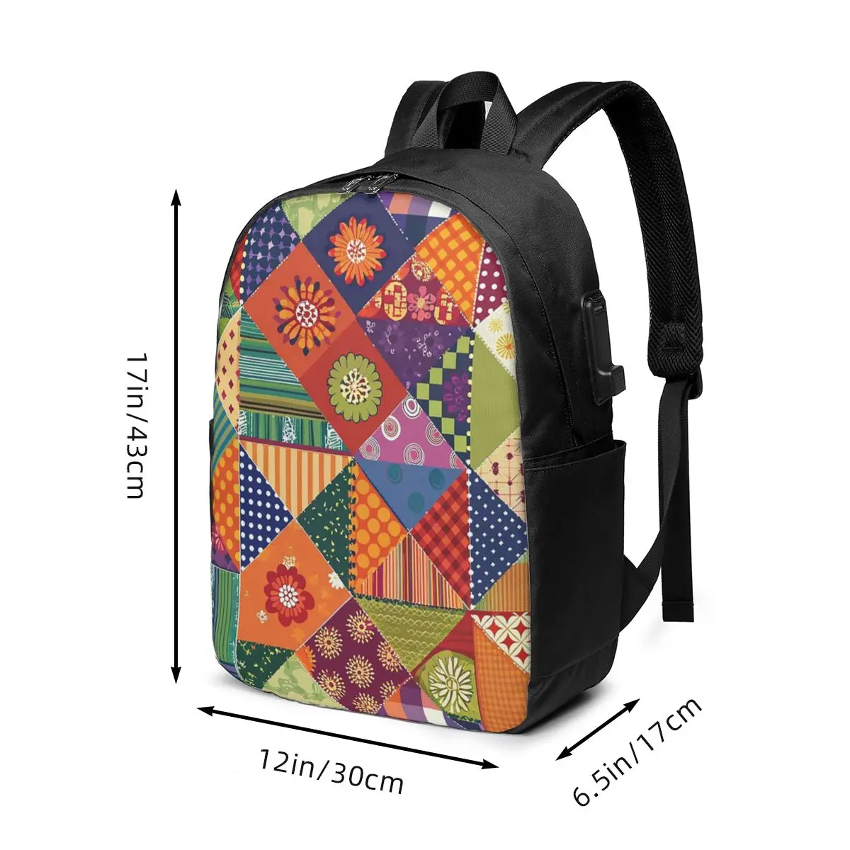 Patchwork With Various Patterns And Colors Backpack Travel Notebook Bag Computer College Student School Bag Laptop Shoulder Bags