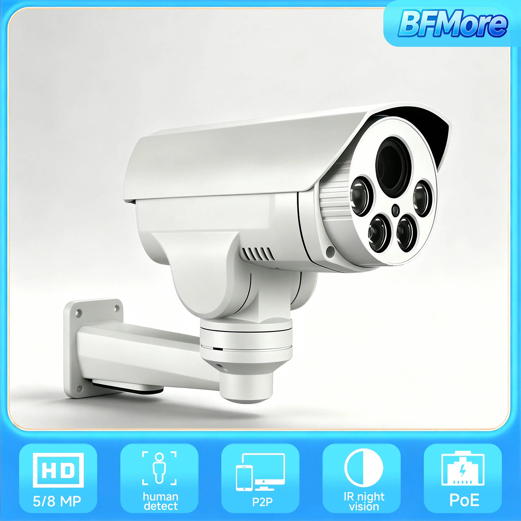 BFMore Outdoor Wire Security IP камера 4K 8MP HD 5X 10X Zoom Lens 5MP External POE PTZ камера Auto Tracking Street Surveillance