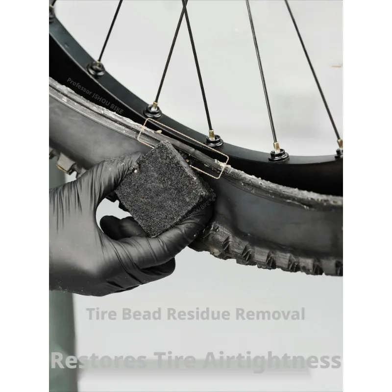 Cleaning Blocks for Bicycle Wheels, Vacuum Tire Strips, Stains, Sticker Marks, and Sealant Residues