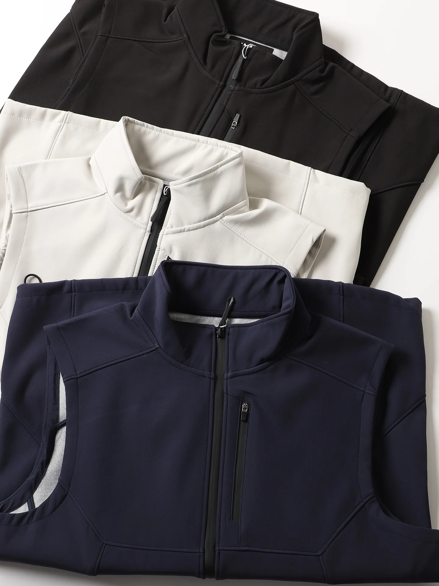 

Water-Resistant Breathable Fce-Lined Outdoor Vest Men's Color Versatile Soft ell Stand Collar Jaet Trendy