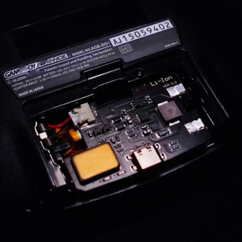 2000mAH Universal Rechargeable Dual Lithium Battery Module Mod USB-C For Game Boy Advance GBA,no need to cut shell
