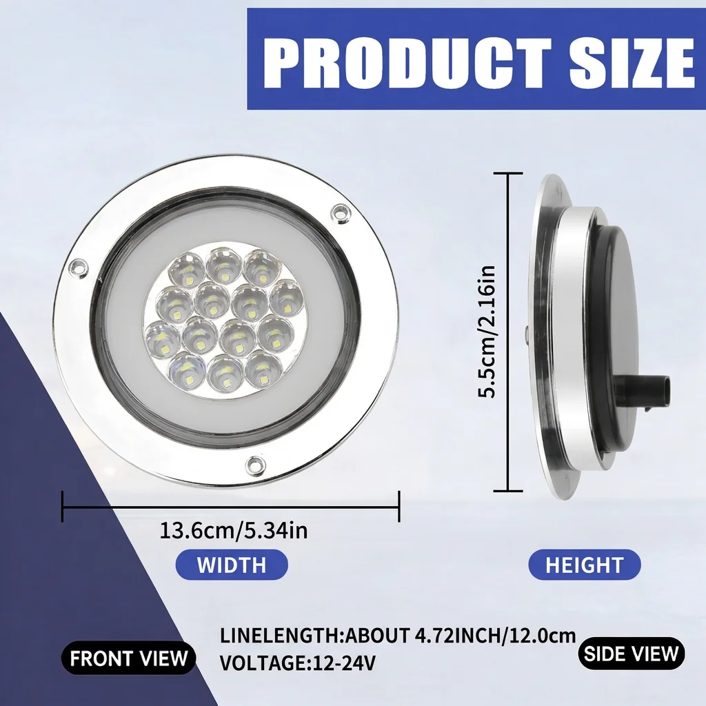 2-piece 4-inch round LED halo turn signal tail lights, available in multiple colors, with stainless steel trim, 12V-24V
